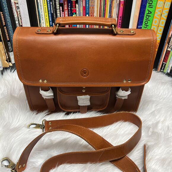 AARON LEATHER GOODS BRIEFCASE BROWN BAG - Picture 2 of 10